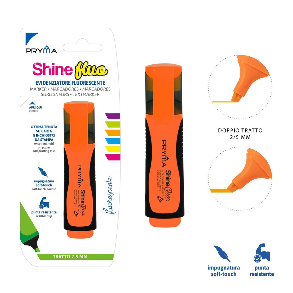 Subrayador Shine naranja fluorescente punta plana 2/5mm