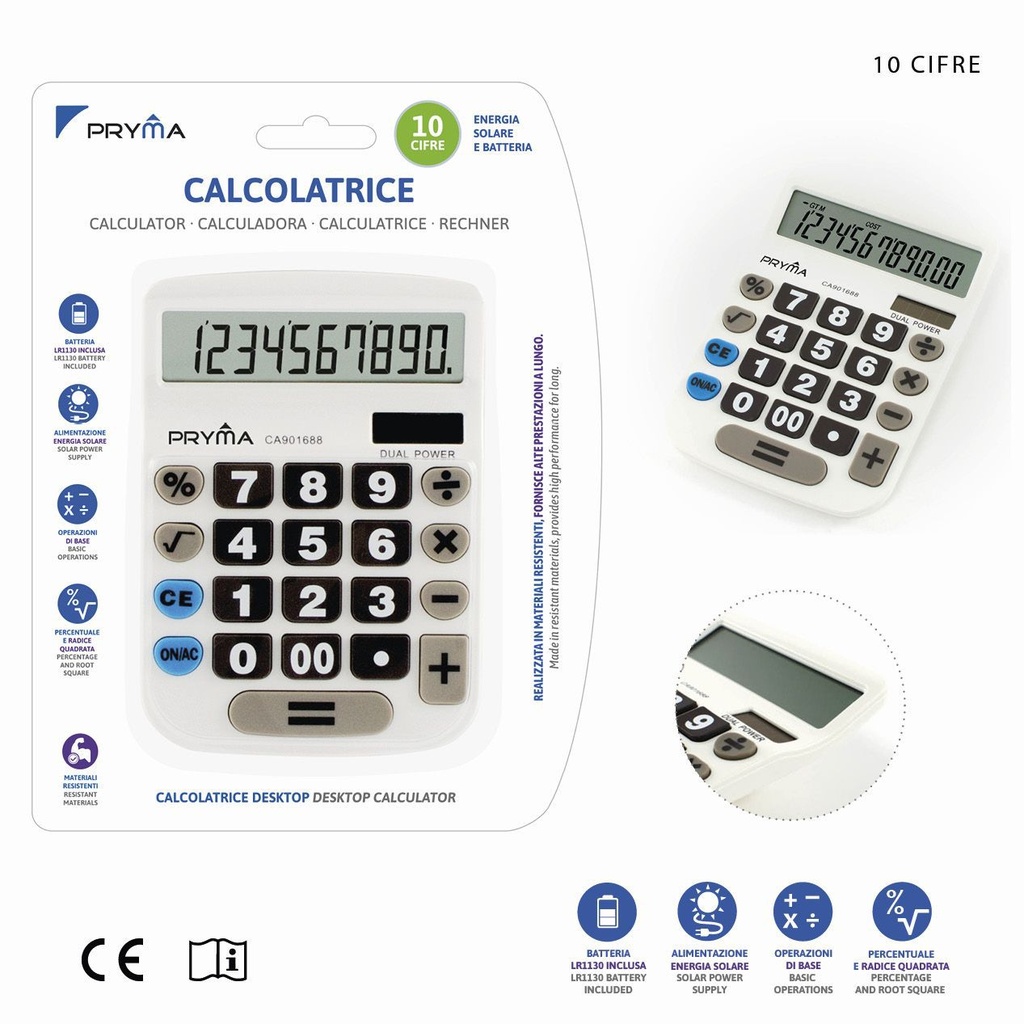 Calculadora de 10 dígitos 155x105x22mm blanca