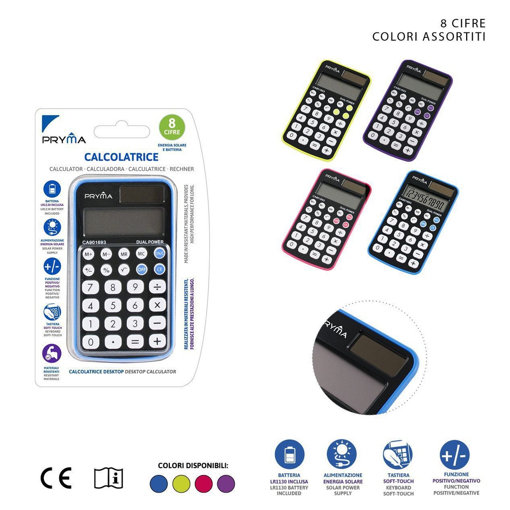 Calculadora de 8 dígitos 100x56x8mm portátil