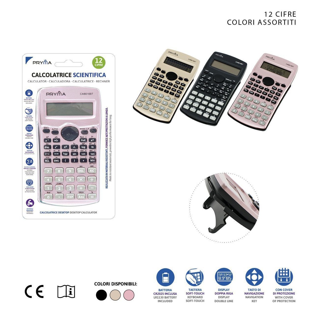 Calculadora científica 12 dígitos 160x80x11mm para estudiantes