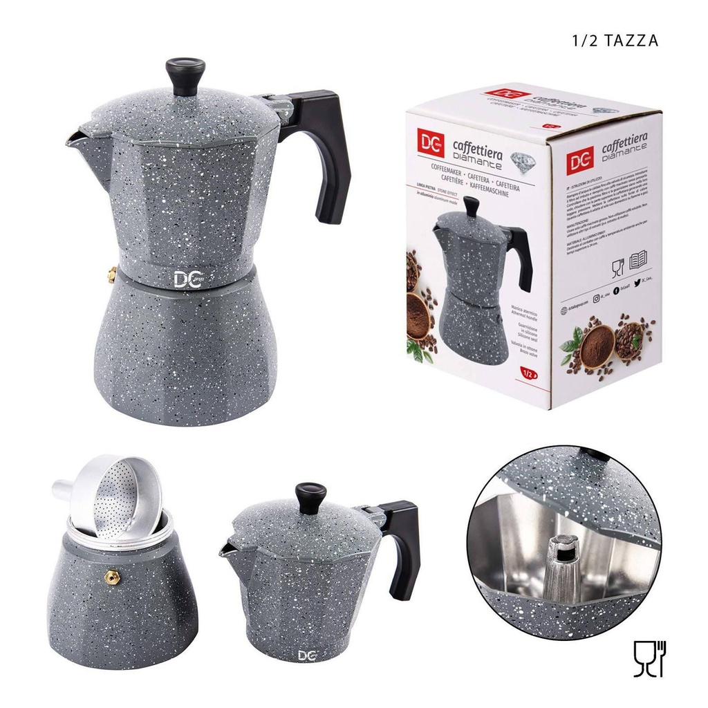 Cafetera italiana de mármol gris 1/2LT - Artículos de cocina