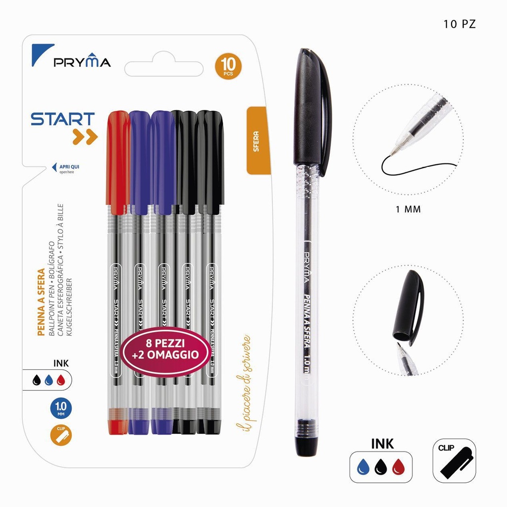 Bolígrafo con tapa 1MM 10PZ - Herramientas de escritura