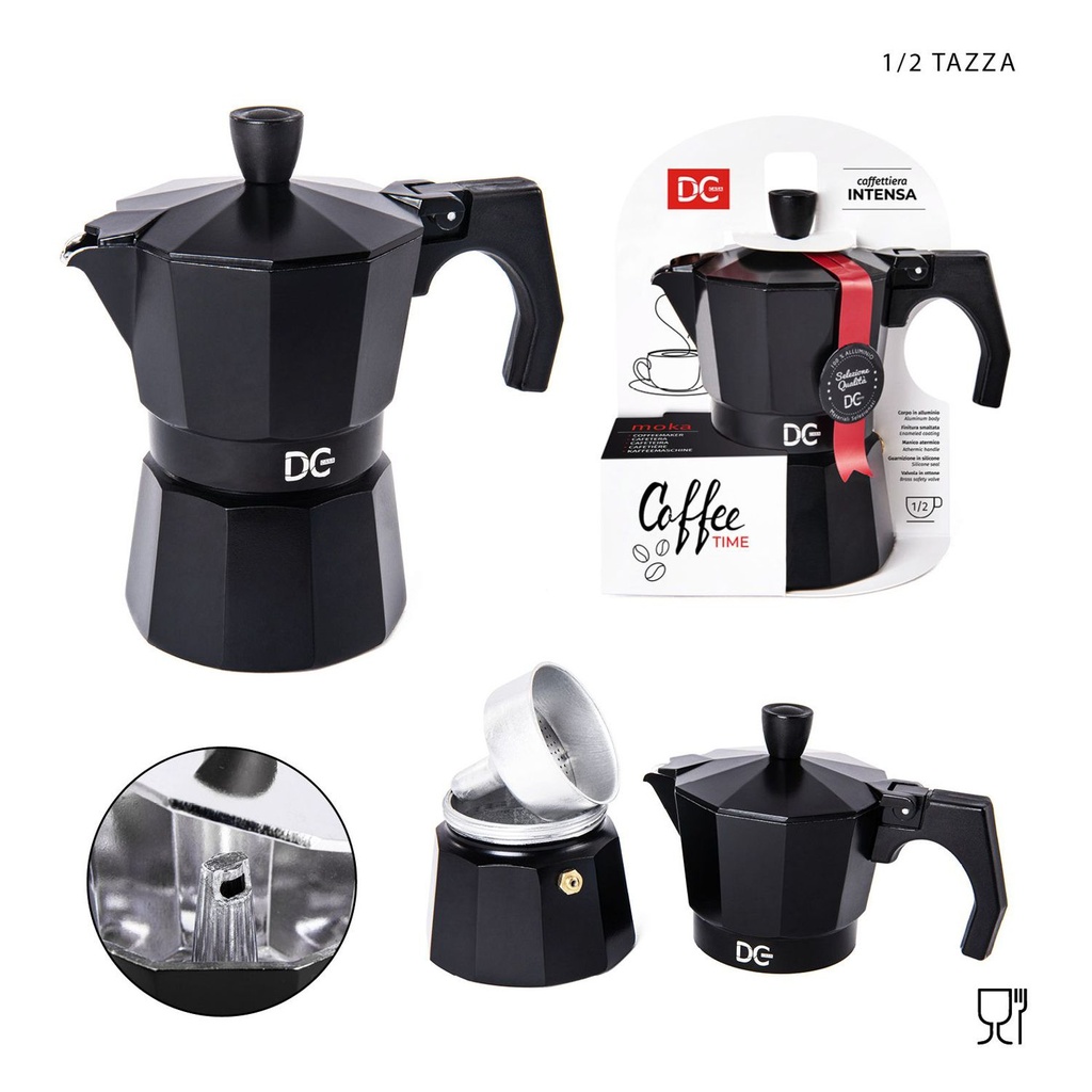 Cafetera italiana negra 1/2 TZ utensilios de cocina