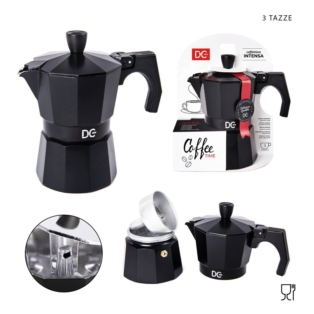 Cafetera italiana negra 3tz - Utensilios de cocina