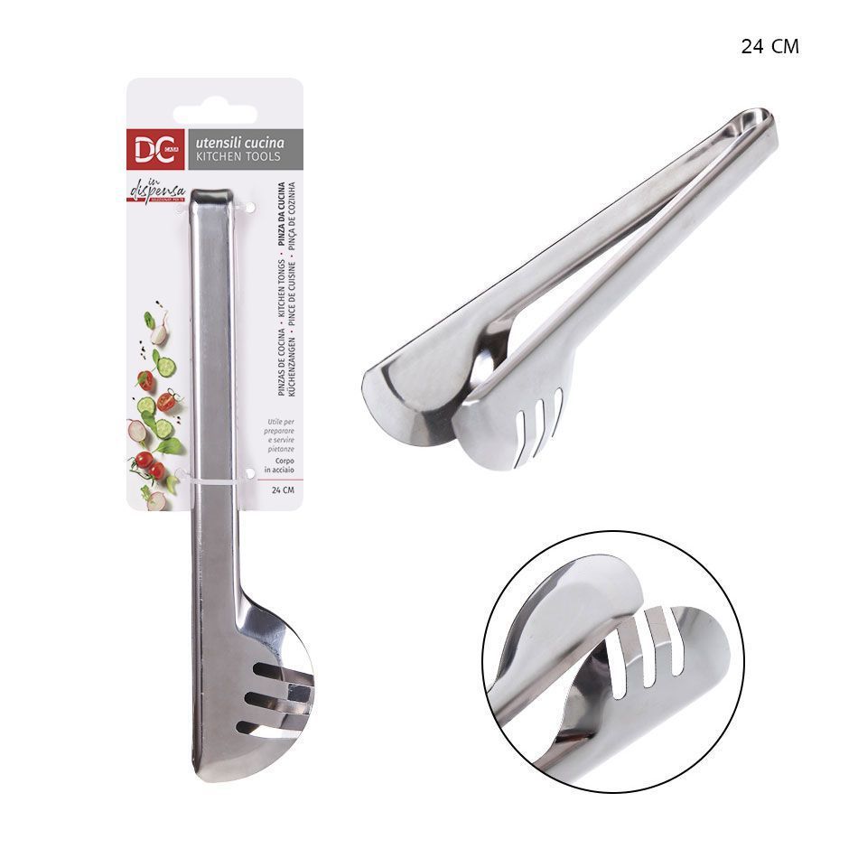 Pinza de cocina de acero inoxidable 24x3.5cm para utensilios