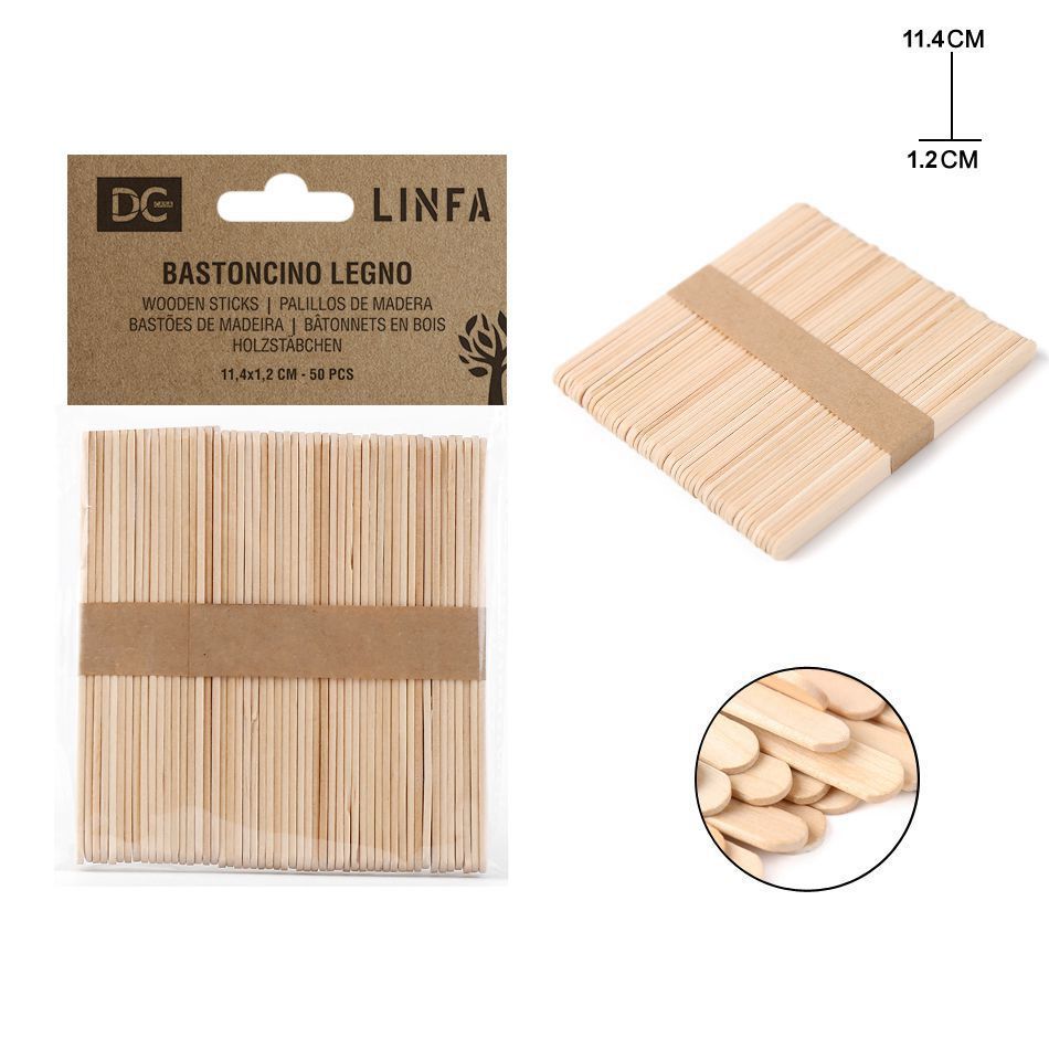 Palillos de madera 11.4x1.2cm 50pz para manualidades