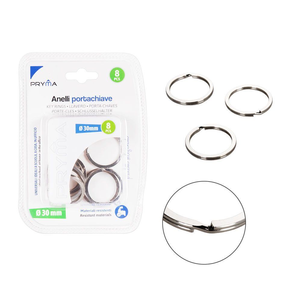 Anillas de llavero 30 mm 8 PZ - Accesorios de llavero