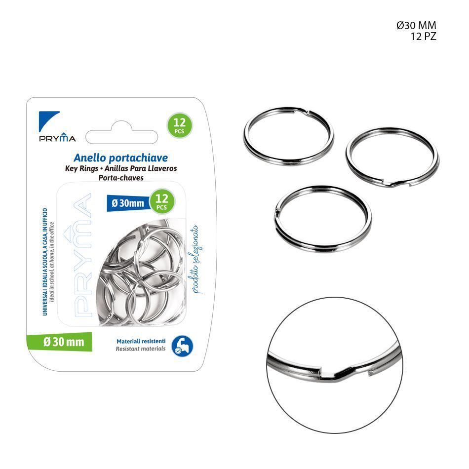 Anillas de llavero de 30mm 12pz - Accesorios de llavero y anillas