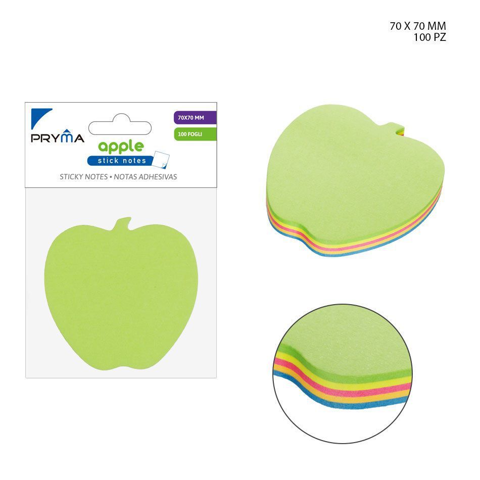 Nota adhesiva manzana 70x70mm 100p - Material de oficina y papelería