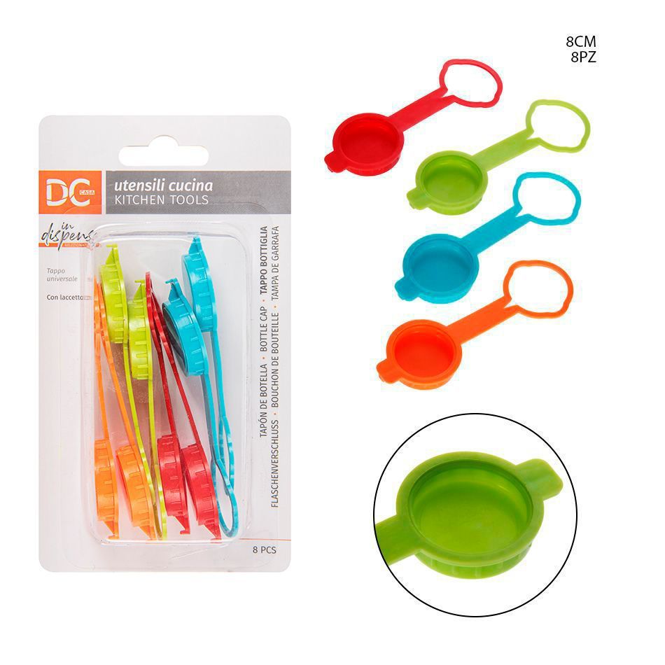 Tapa de botella de plástico (8 cm, 8 unidades) - Accesorios de cocina