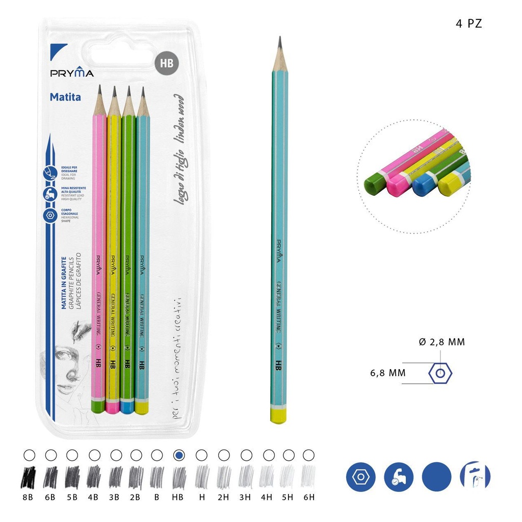 Lápiz de grafito HB 4PZ - Utensilios de escritura