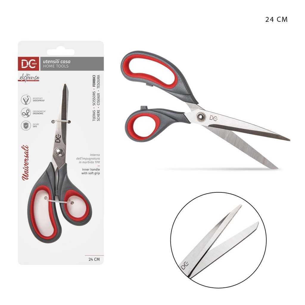 Tijeras de uso múltiple 24 cm gris/rojo - Utensilios de cocina