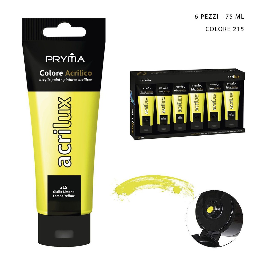 Pintura acrílica 75ml N.215 amarillo limón para arte