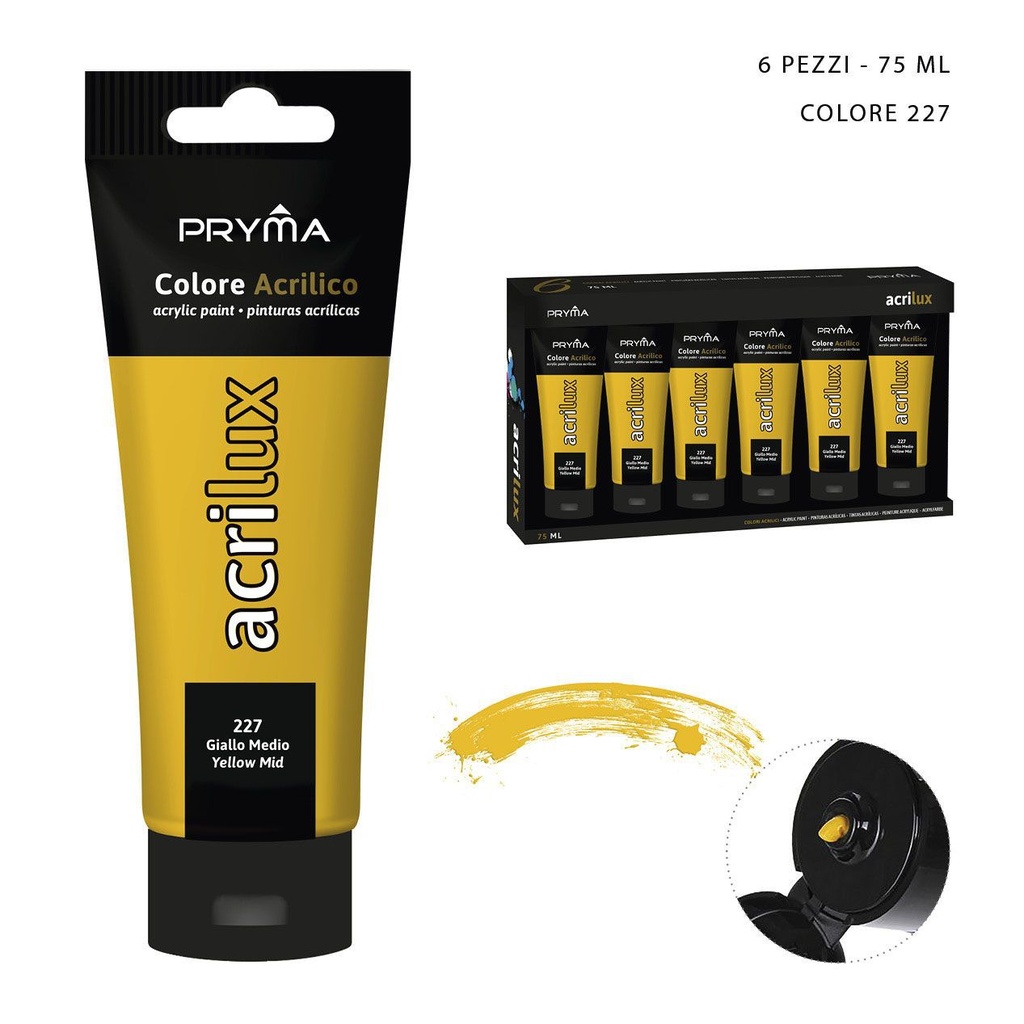 Pintura acrílica 75ml N.227 amarillo medio para arte y dibujo