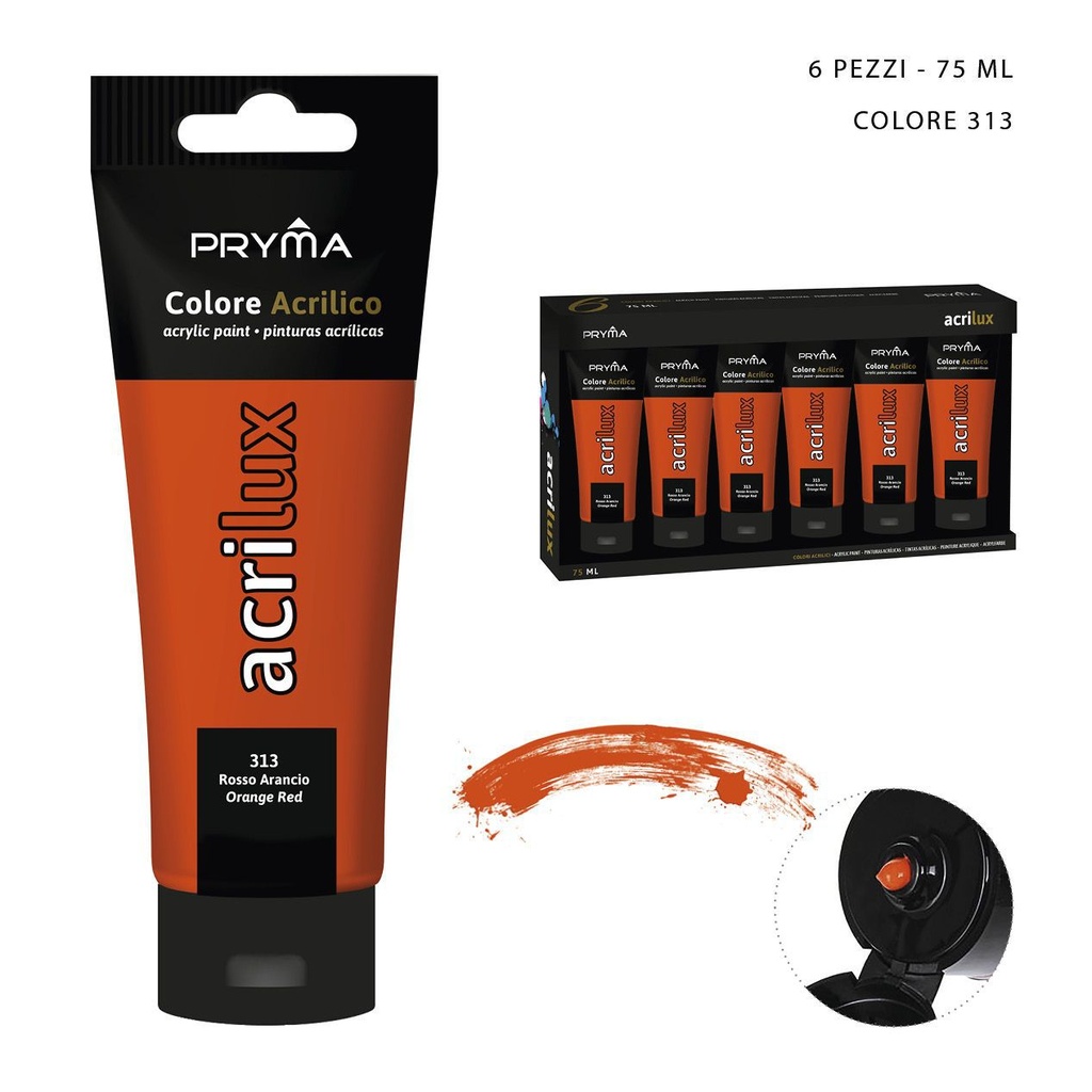 Pintura acrílica 75ml N.313 naranja rojo para artistas y manualidades