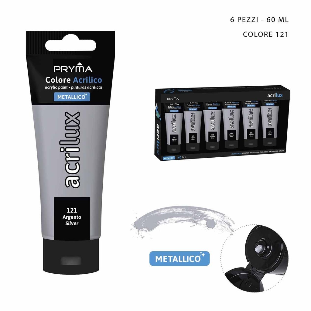 Pintura acrílica metálica 60ml N.121 plata - Pinturas para manualidades