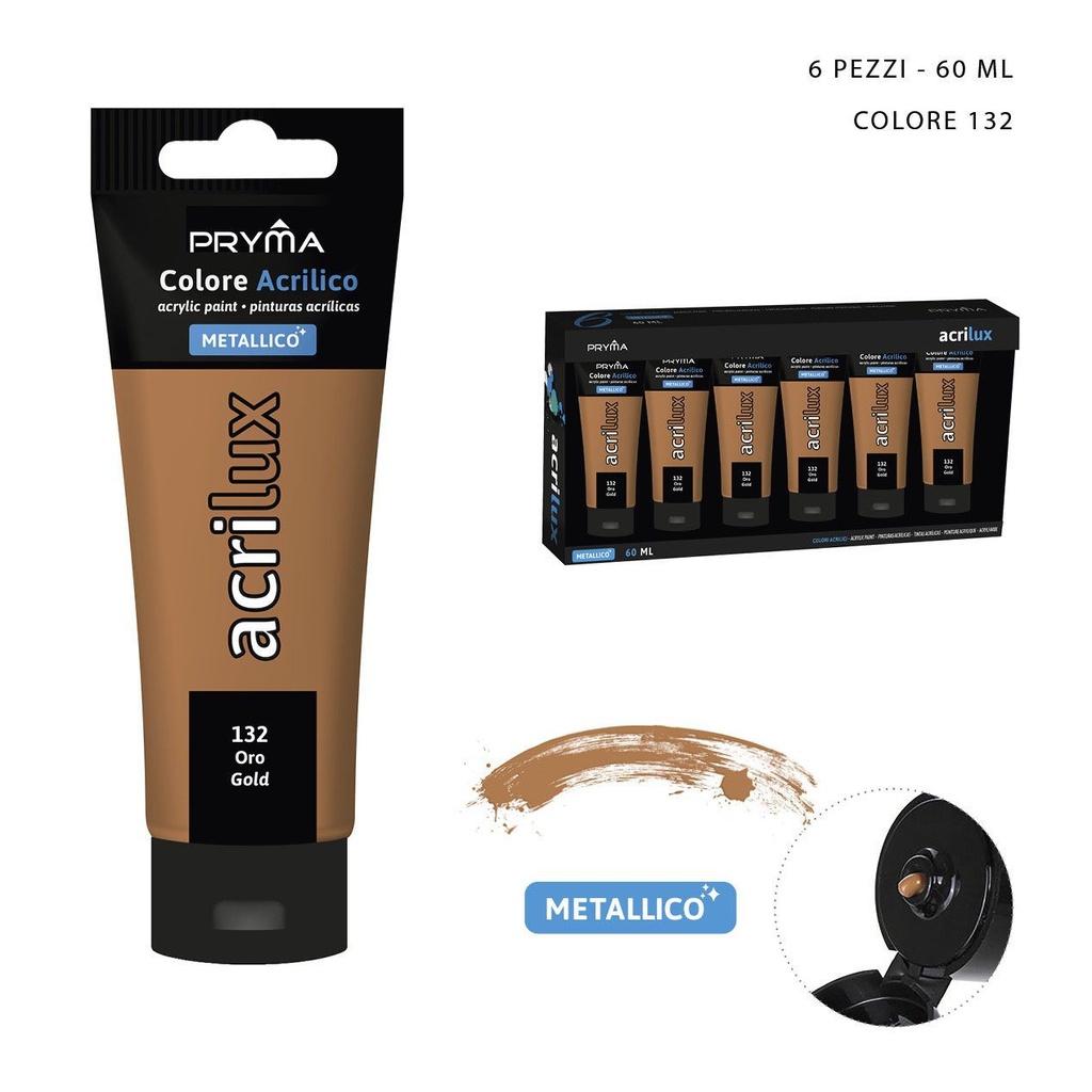 Pintura acrílica metálica 60ml N.132 oro - Pinturas para manualidades