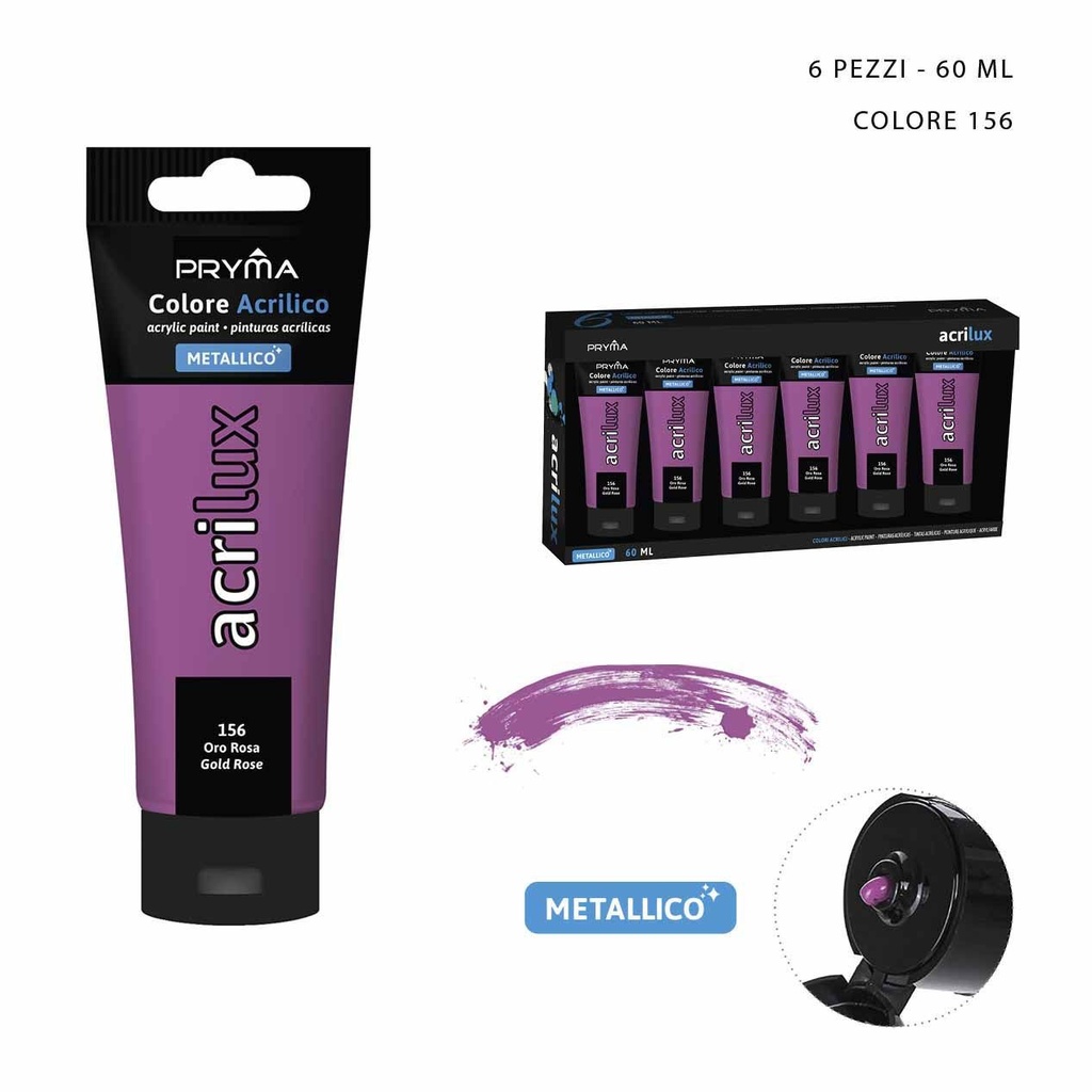 Pintura acrílica metálica 60ml N.156 rojo rosa - Pinturas para manualidades