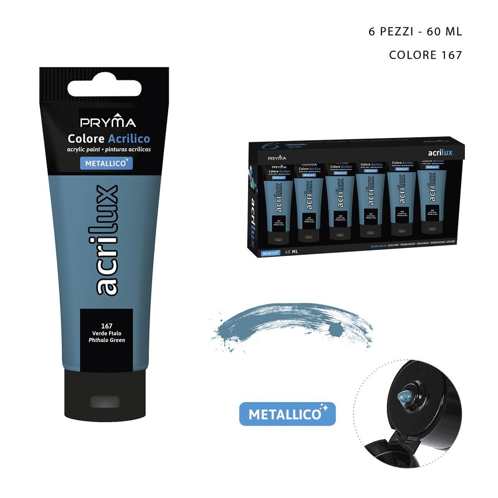 Pintura acrílica metálica 60ml N.167 verde ftalocianina - Pinturas para manualidades