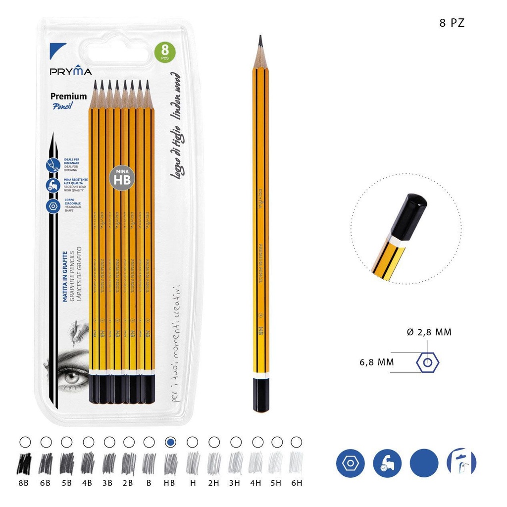 Lápiz de grafito de alta calidad HB 8 piezas - Herramientas de escritura