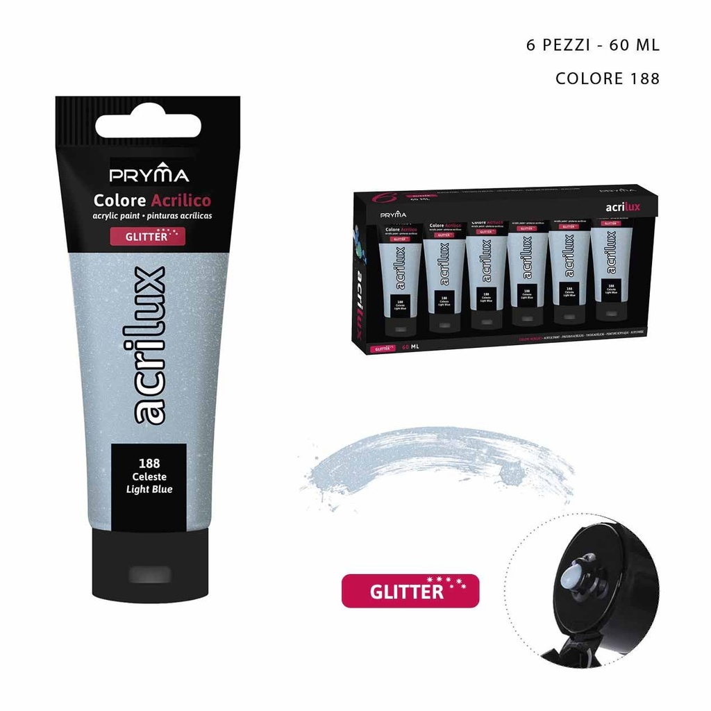 Pintura acrílica con purpurina 60ml N.188 celeste - Pinturas para manualidades