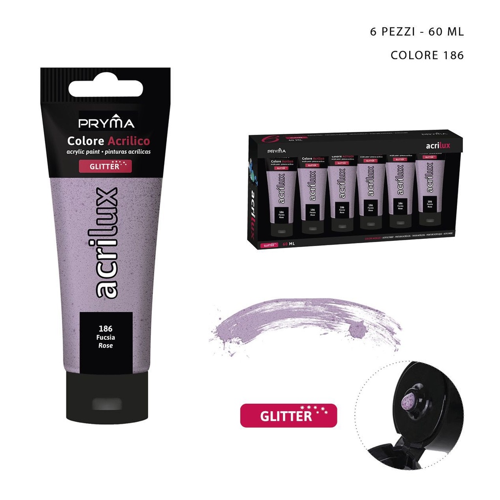 Pintura acrílica con purpurina 60ml rojo rosa para manualidades