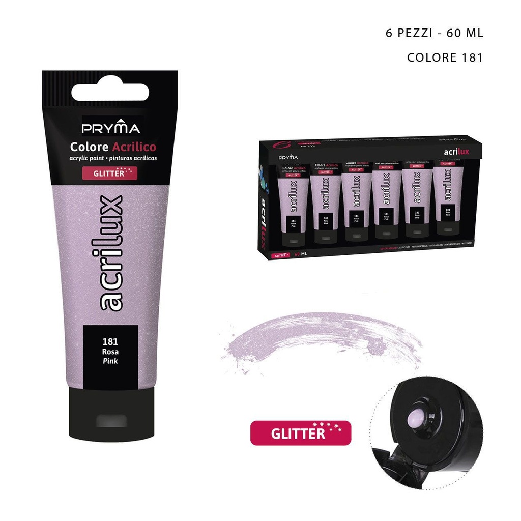 Pintura acrílica con purpurina 60ml rosa N.181