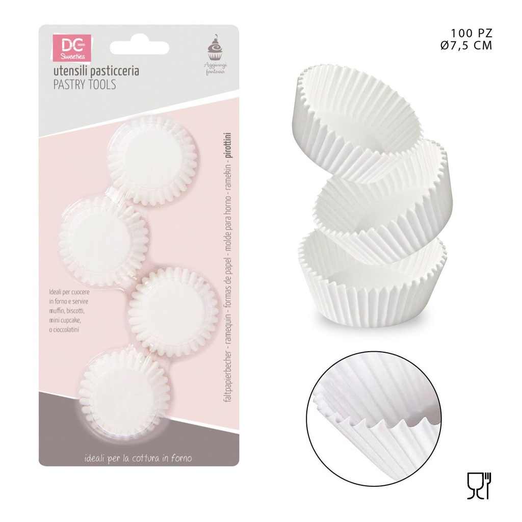 Moldes de papel para magdalenas 7.5cm 100pz - Utensilios de repostería