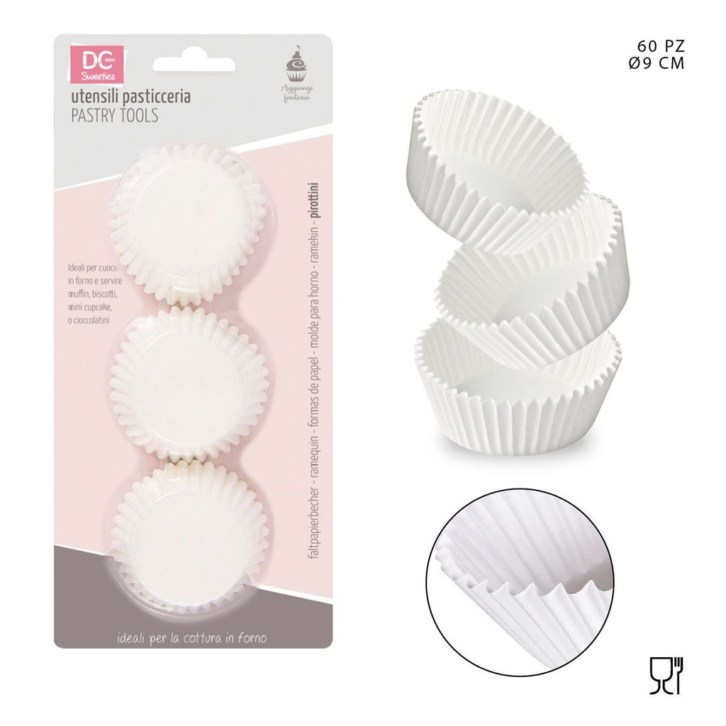 Moldes de papel para magdalenas 9cm 60pz - Utensilios de repostería