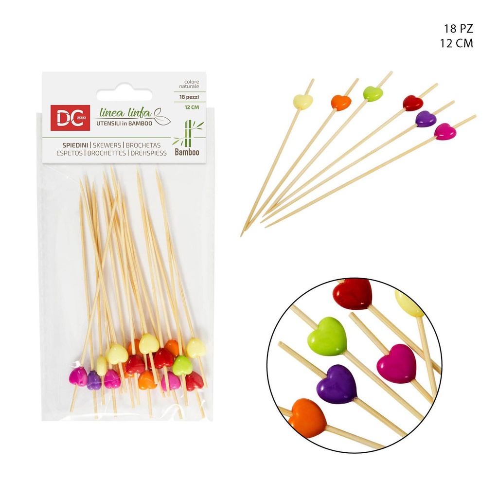 Brochetas de Bambú 12 cm 18 pcs - Utensilios de cocina