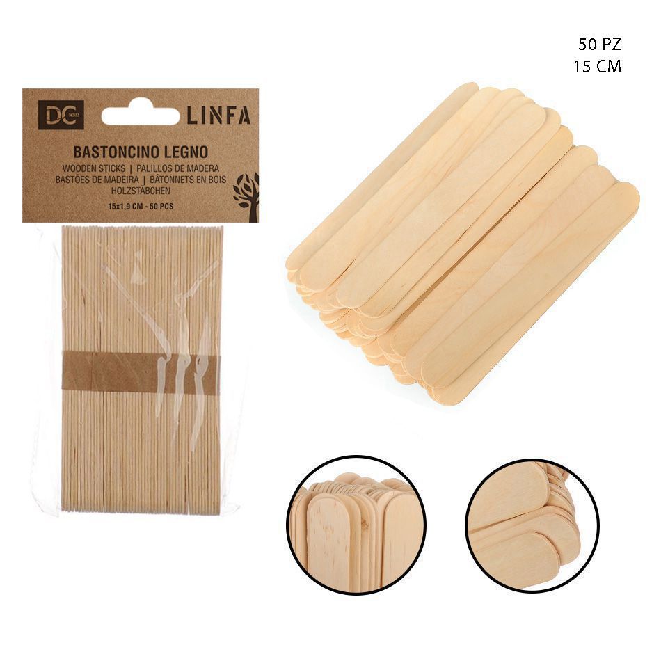 Palillos de madera decorados 15x1.9cm 50pz