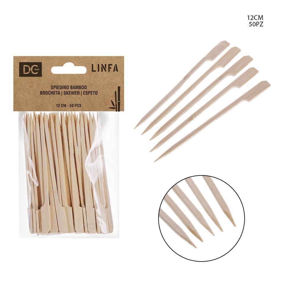 Brochetas de bambú 12cm 50pz para cocina y barbacoas