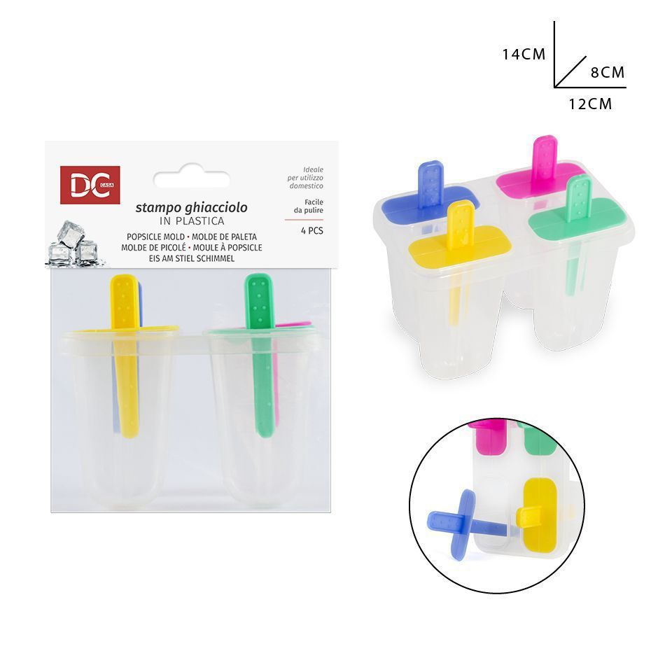 Molde de helados de plástico 14x8x12 cm 4 piezas - Utensilios de heladería