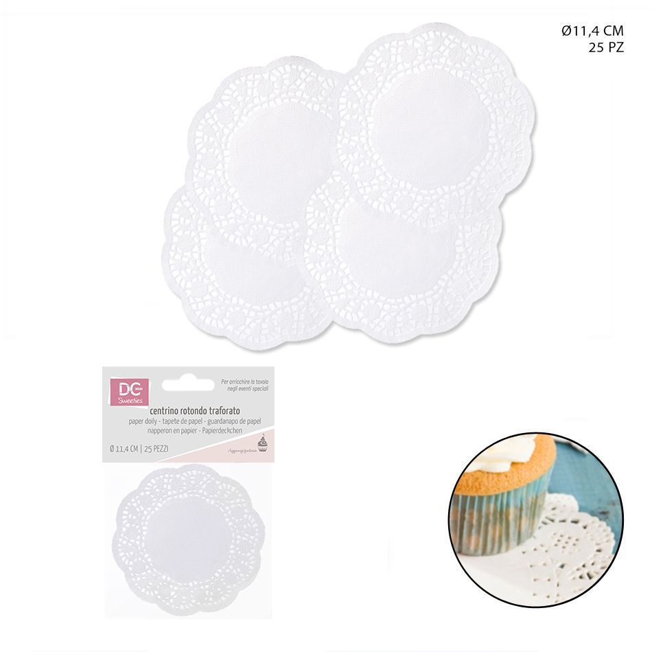 Blonda de papel redonda blanca 11.4cm 25pz