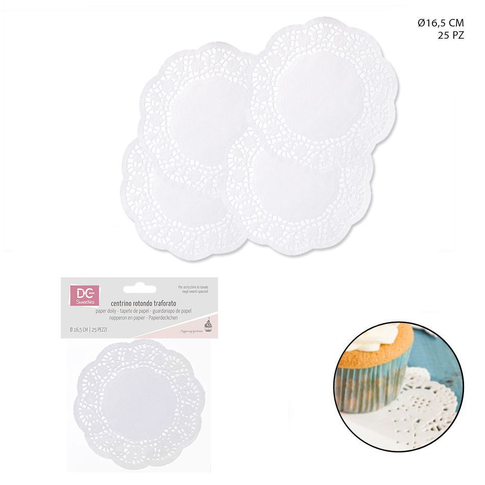 Blonda de papel redondo 16.5cm 25pz blanca