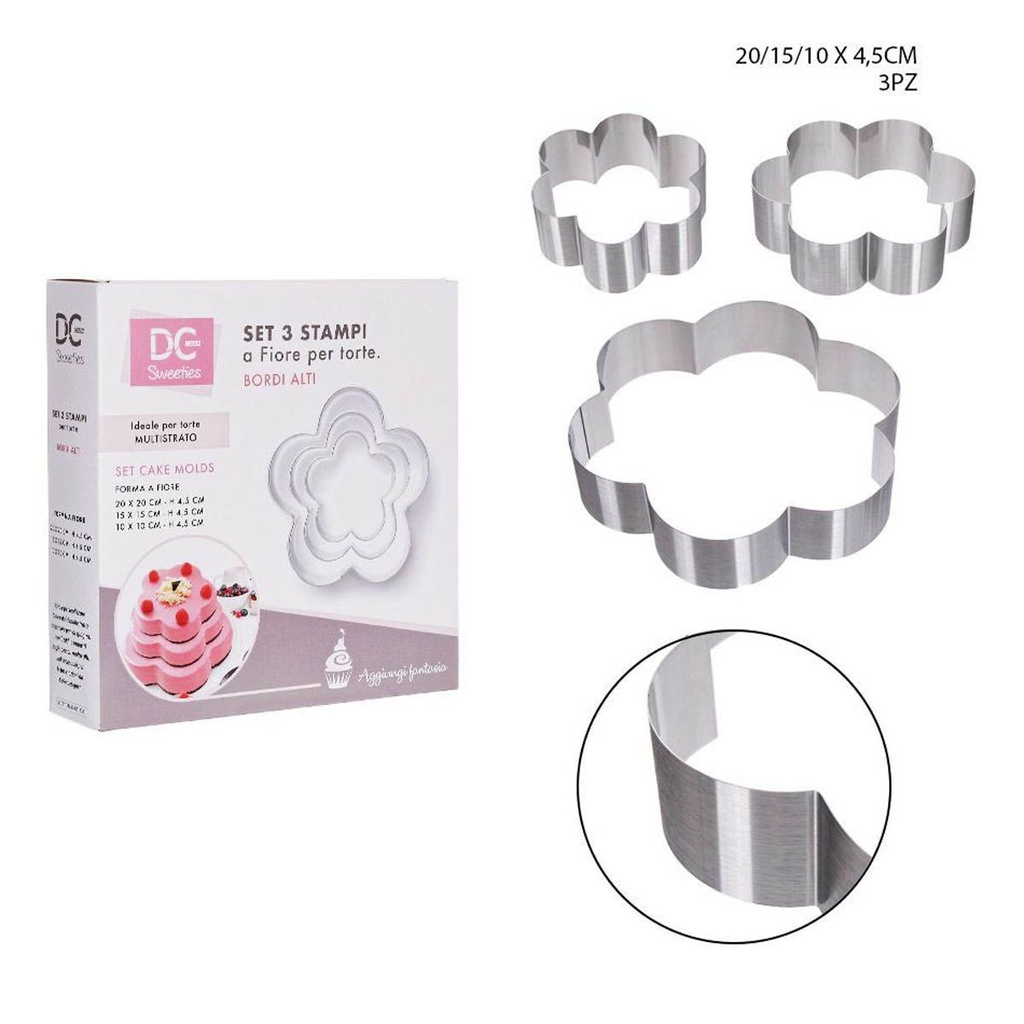 Moldes de acero en forma de flor 10-15-20X4.5cm - Utensilios de repostería