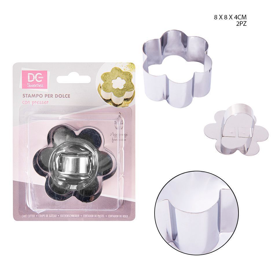 Molde flor de acero inoxidable para mousse 8x8x4cm 2pcs