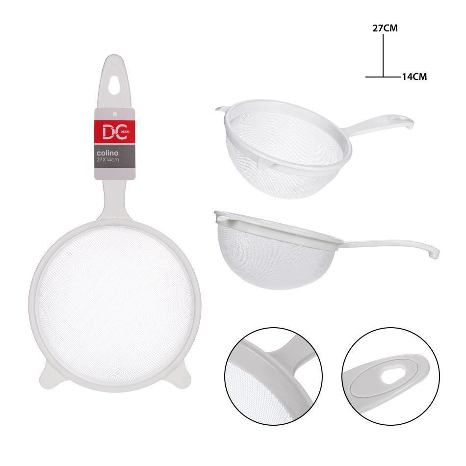 Colador redondo de plástico Ø14x27 cm - Utensilio de cocina