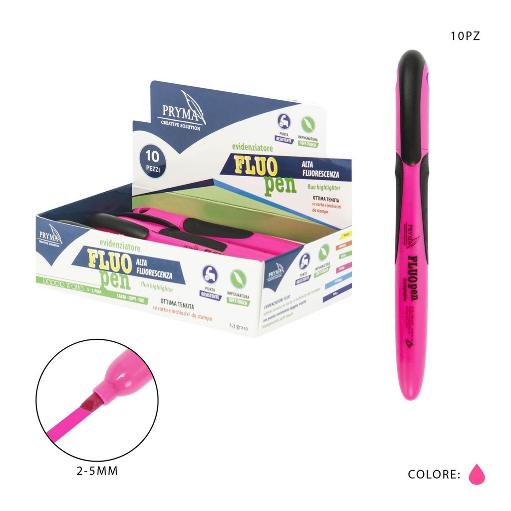 Subrayador rosa fluorescente 2-5mm para oficina y papelería