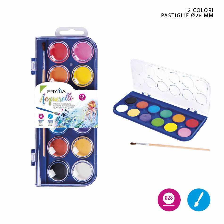Acuarelas 12 colores con pincel para arte y pintura