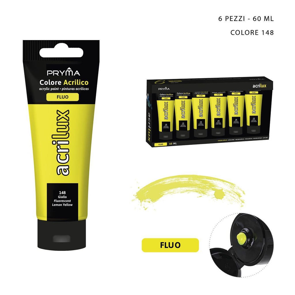 Pintura acrílica fluorescente 60ML N.148 amarilla - Material de arte