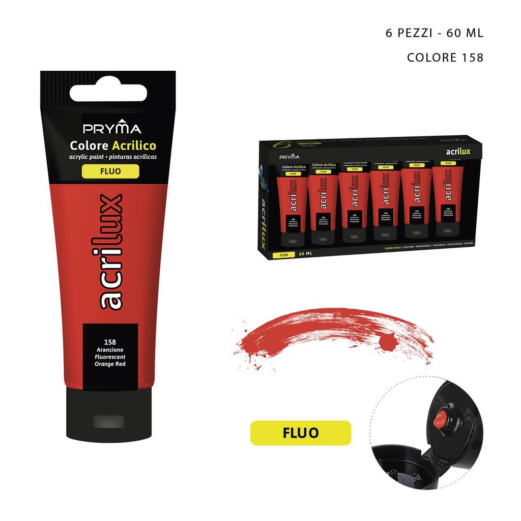 Pintura acrílica fluorescente 60ml N.158 naranja para manualidades