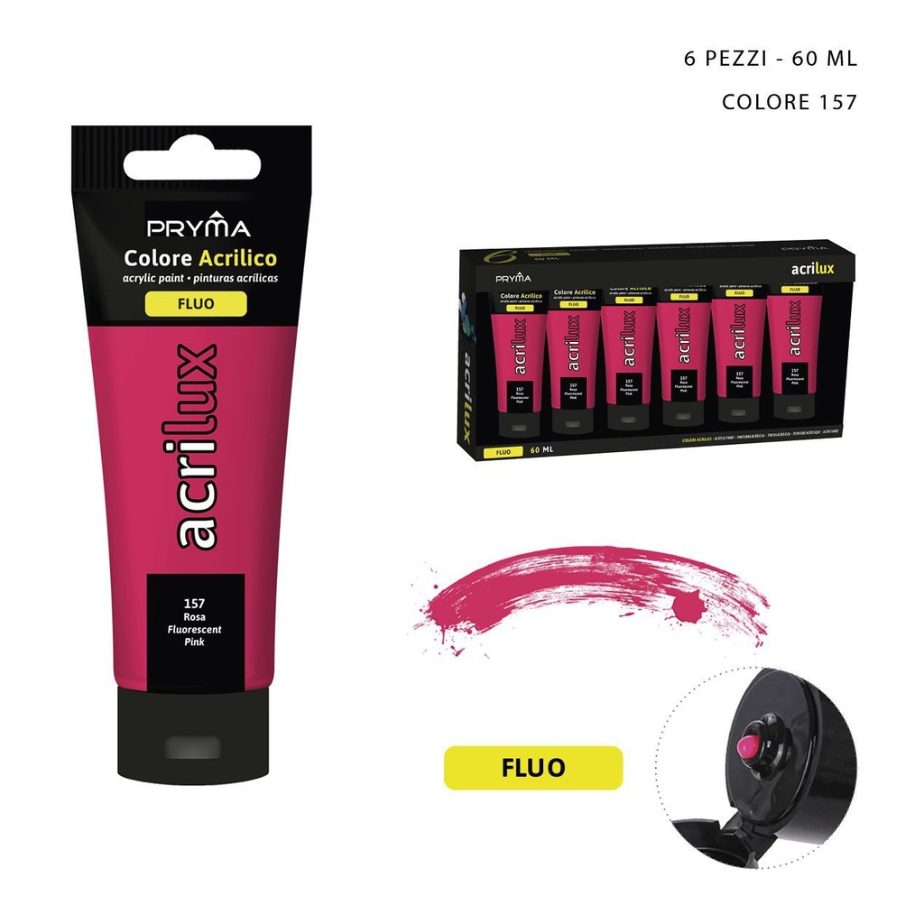 Pintura acrílica fluorescente rosa 60ml N.157 para arte y manualidades