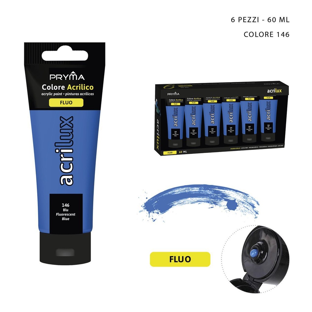 Pintura acrílica fluorescente 60ML N.146 azul - Material de arte