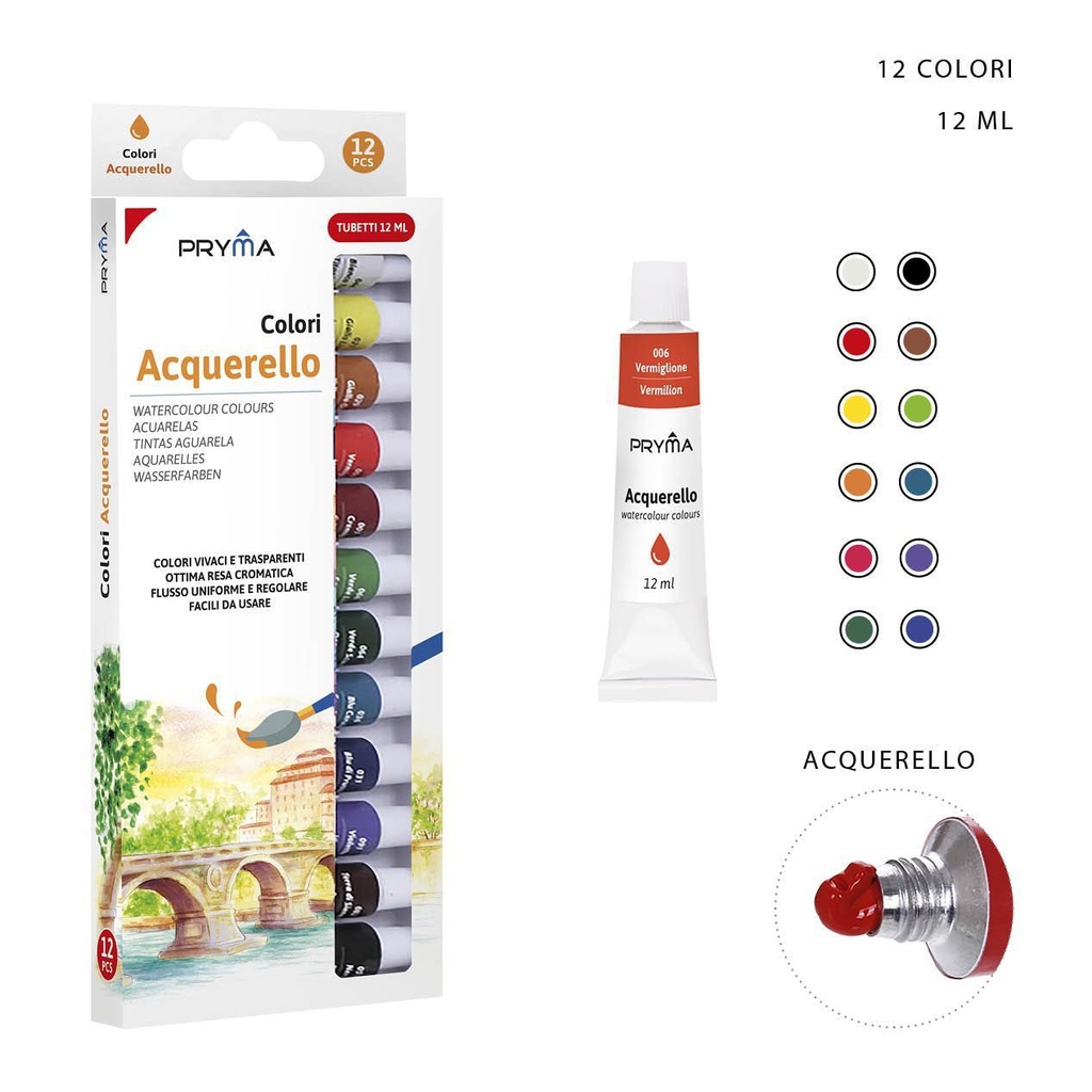 Pintura de acuarela 12ml 12pz para arte y dibujo