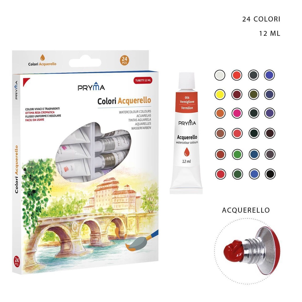 Pintura de acuarela 12 ml 24 pz - Material de arte