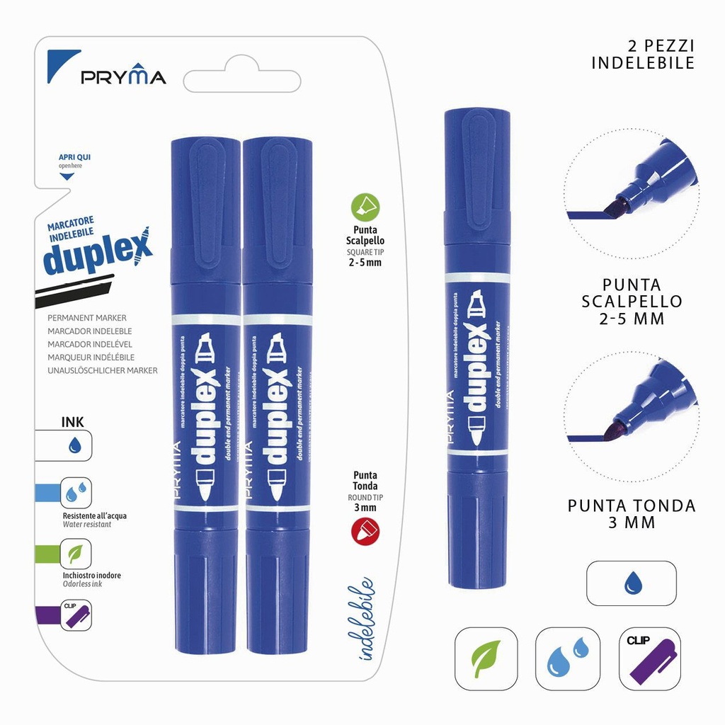 Marcador con punta gruesa 2-5/3mm 2pz azul - Utensilios de escritura y marcadores