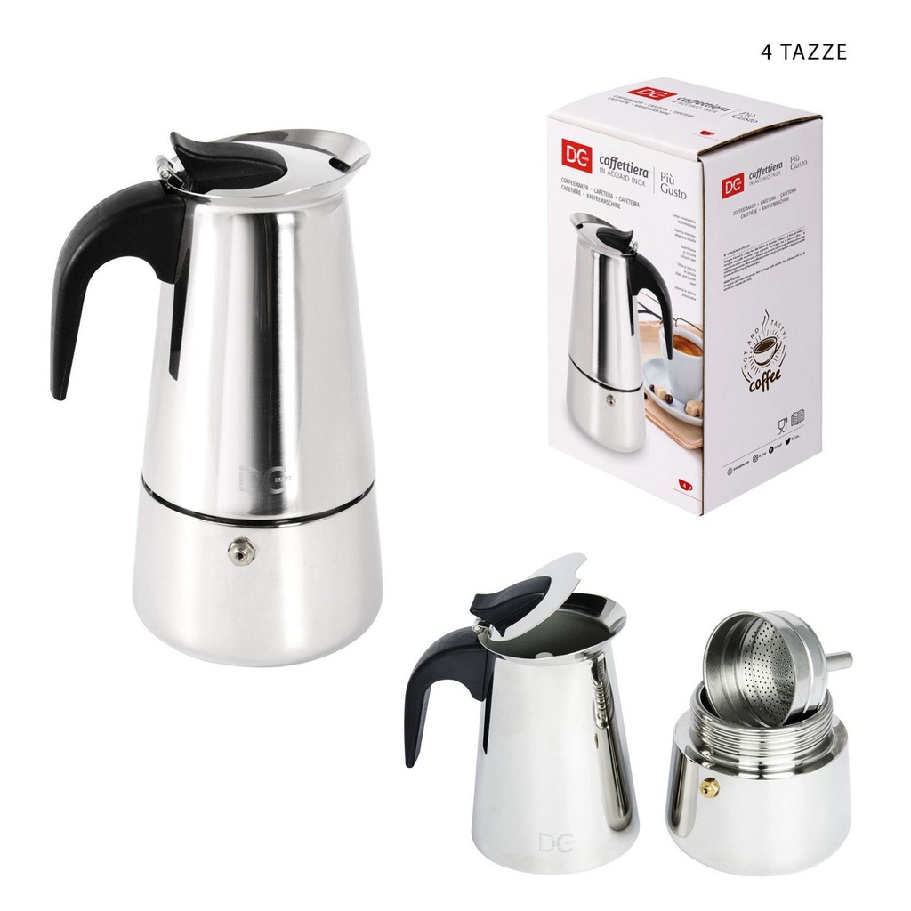 Cafetera italiana acero inoxidable 4tz para cocina