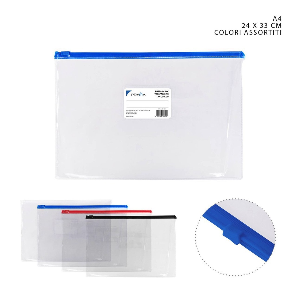 Porta documentos transparente PVC A4 24x33cm para organización y protección de documentos