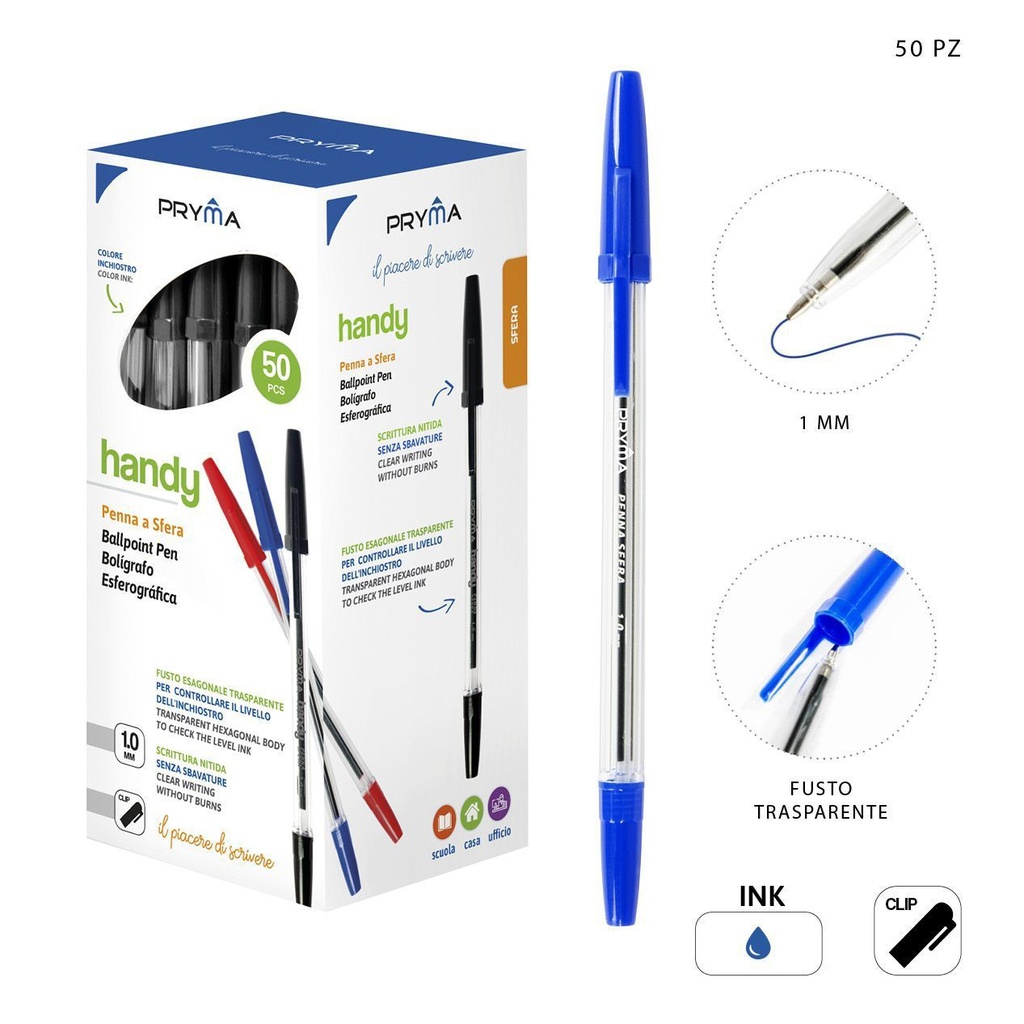 Bolígrafo con tapa 1mm azul - Utensilios de escritura y papelería